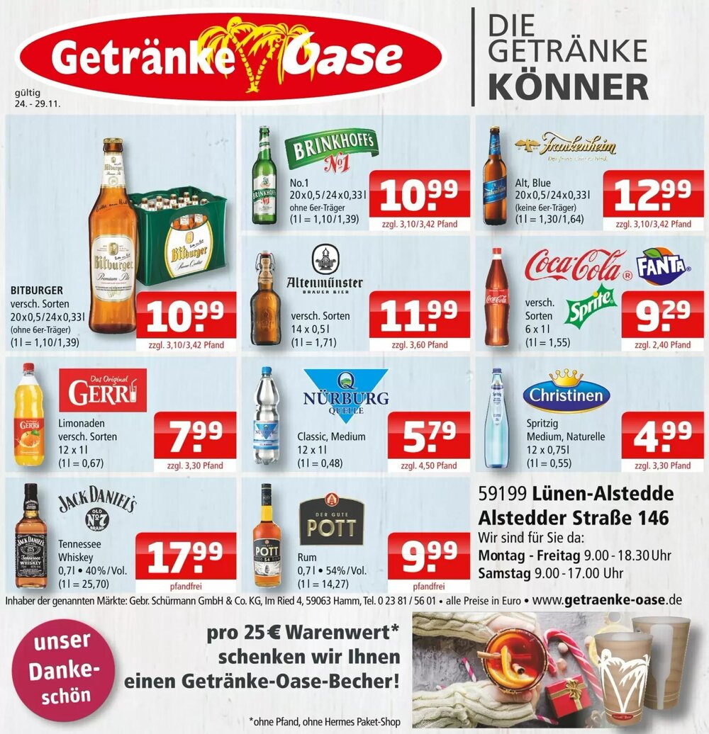 Getränke Oase Prospekt (ab 24.11.2025) zum Blättern - Seite 1