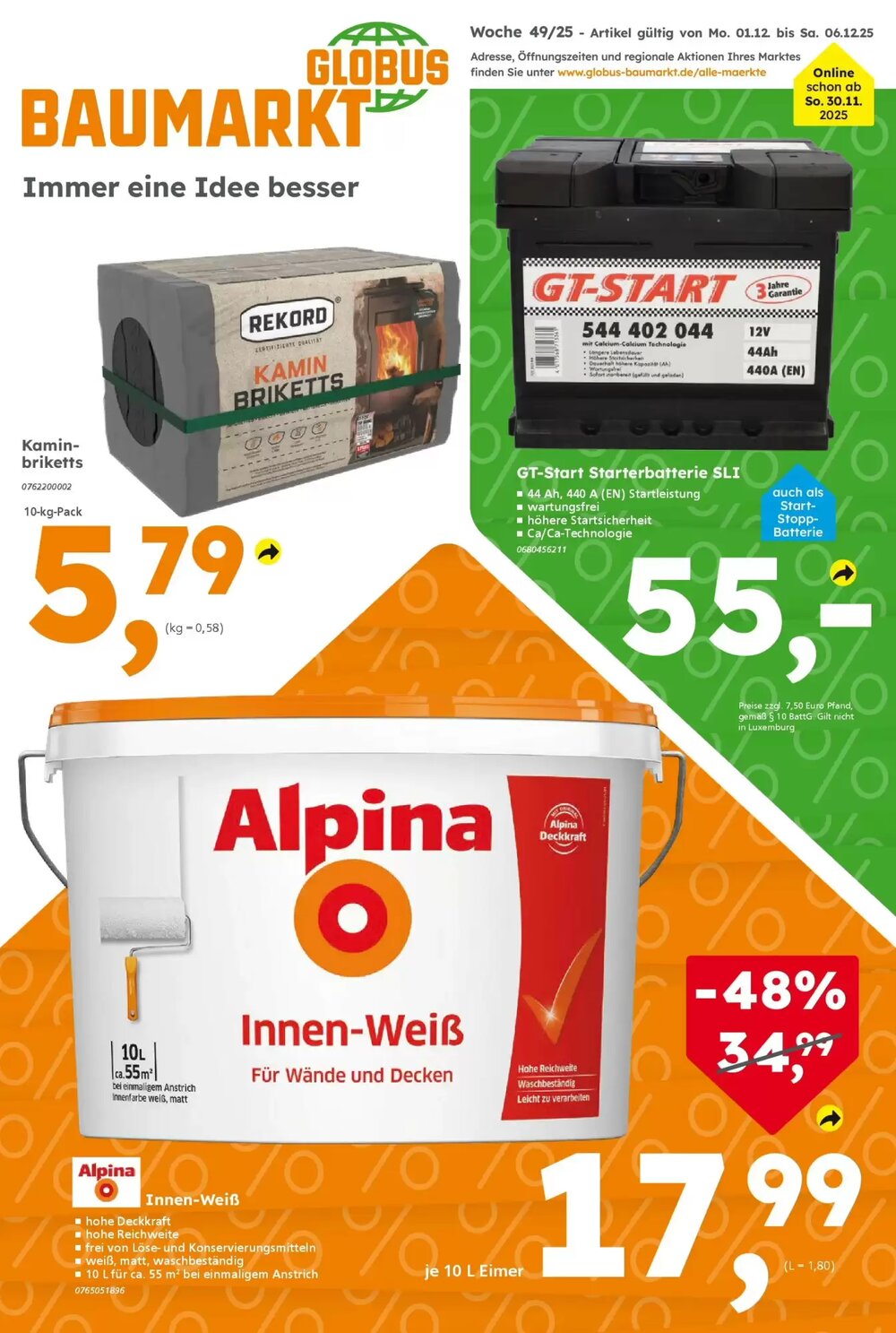 Globus Baumarkt Prospekt (ab 30.11.2025) zum Blättern - Seite 1