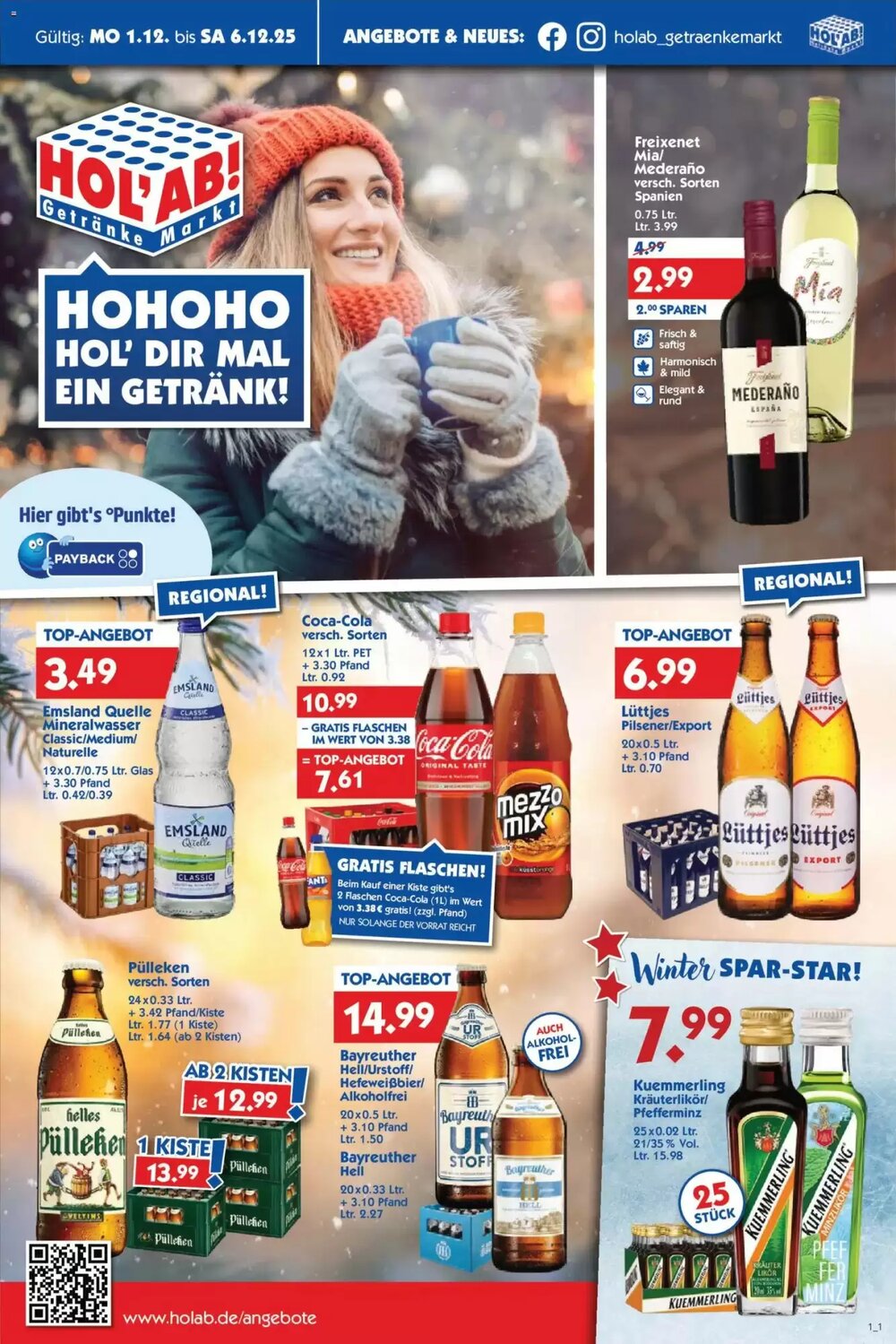Hol'ab Getränkemarkt Prospekt (ab 01.12.2025) zum Blättern - Seite 1