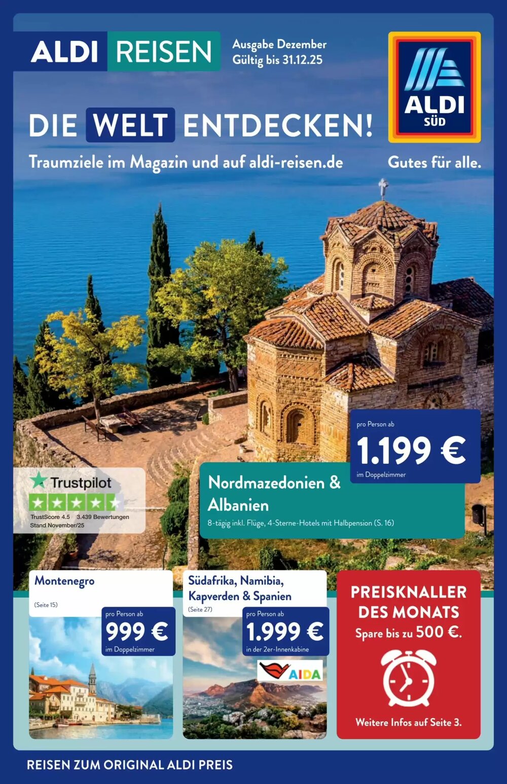 Aldi Süd Reisen Prospekt (ab 01.12.2025) zum Blättern - Seite 1