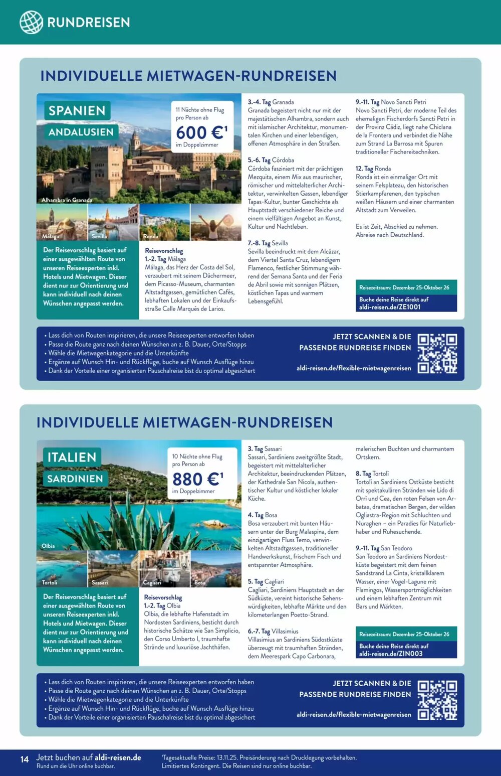 Aldi Süd Reisen Prospekt (ab 01.12.2025) zum Blättern - Seite 14