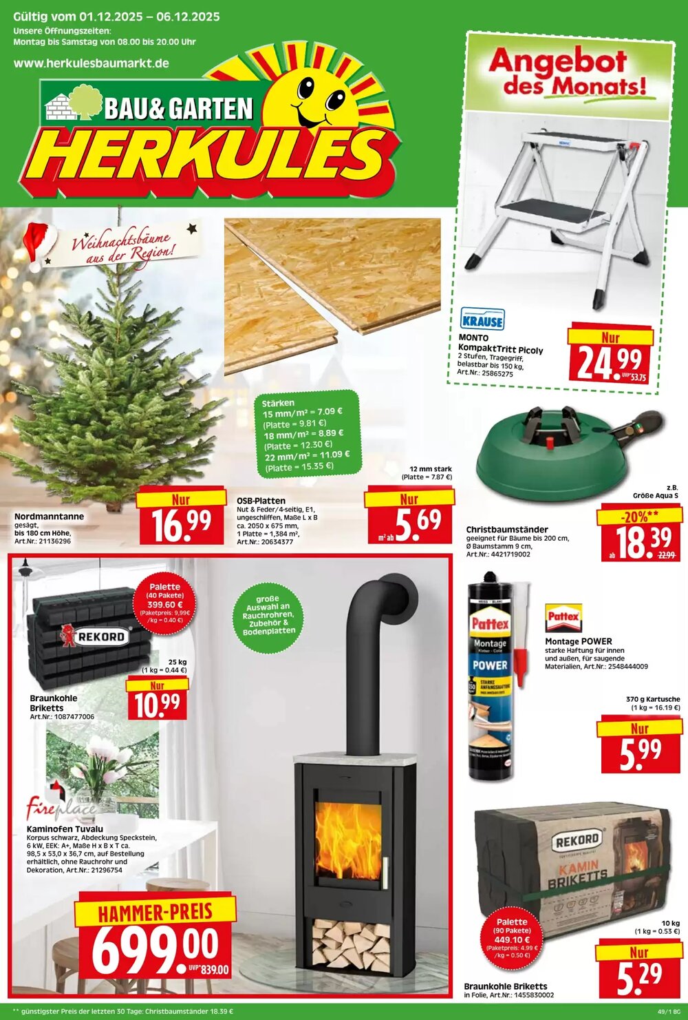 Herkules Baumarkt Prospekt (ab 01.12.2025) zum Blättern - Seite 1