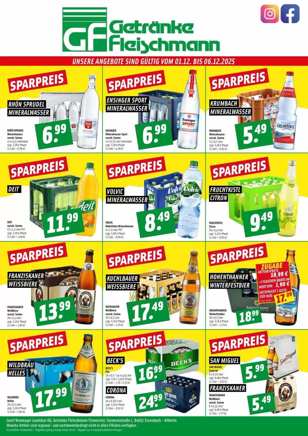 Getränke Fleischmann Prospekt (ab 02.12.2025) zum Blättern - Seite 1