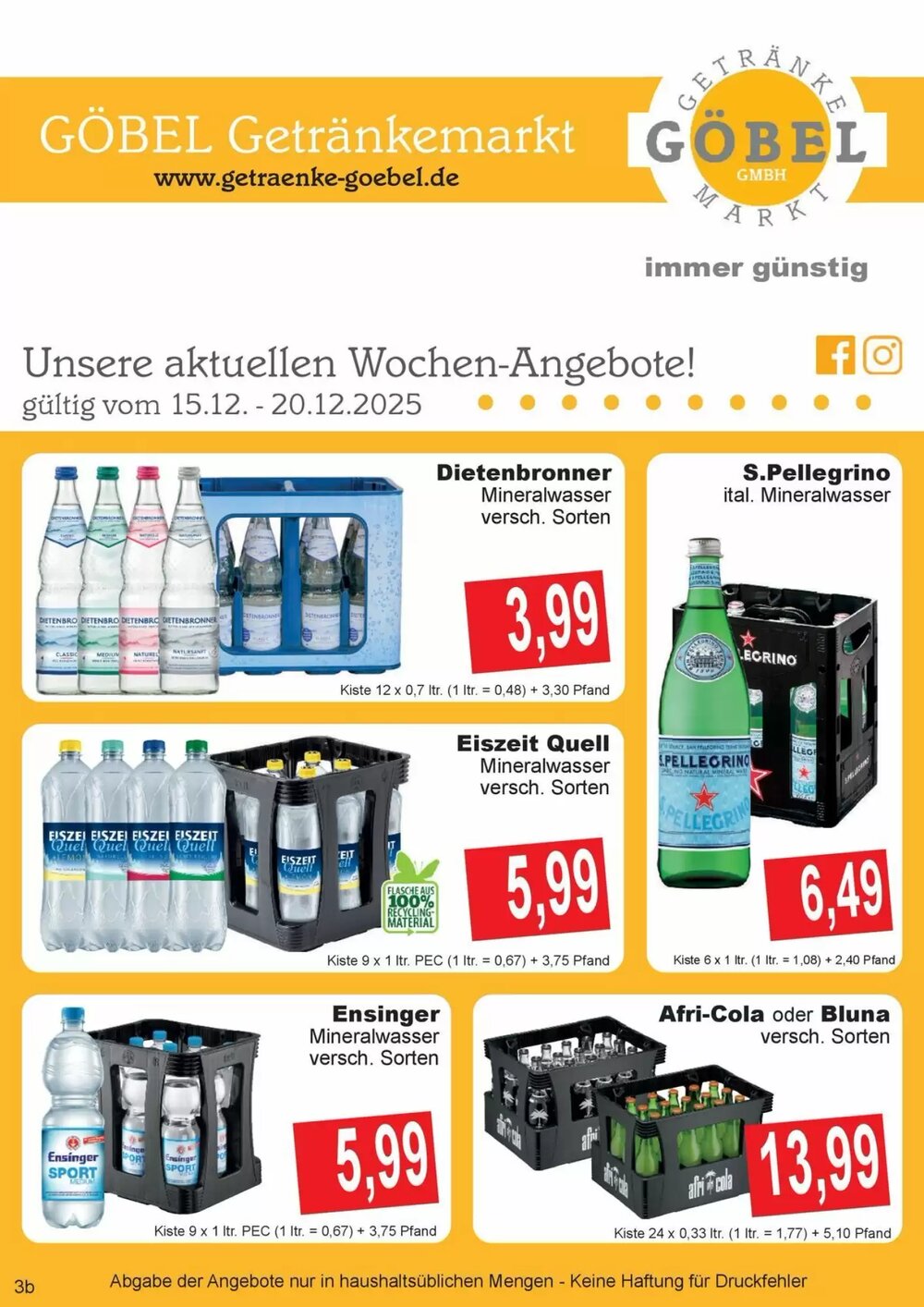 Getränke Göbel Prospekt (ab 15.12.2025) zum Blättern - Seite 1