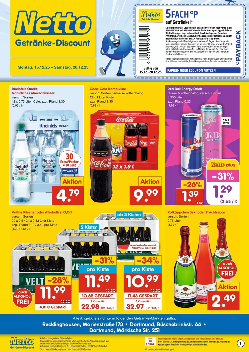 Netto Getränke Discount Prospekt (ab 15.12.2025) zum Blättern - Seite 1