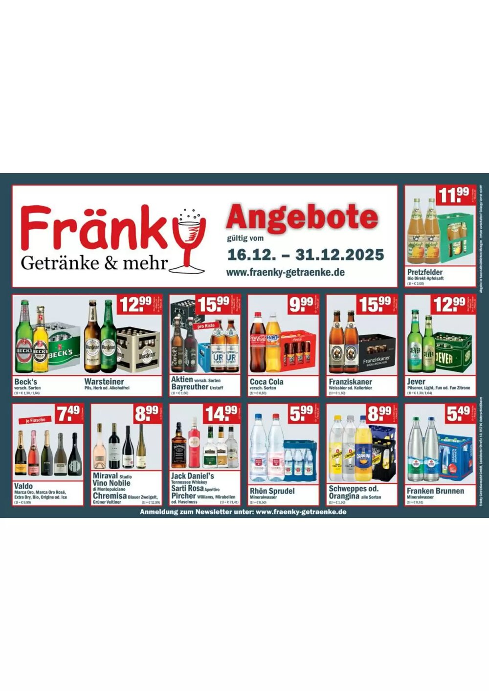 Fränky Getränke Prospekt (ab 16.12.2025) zum Blättern - Seite 1