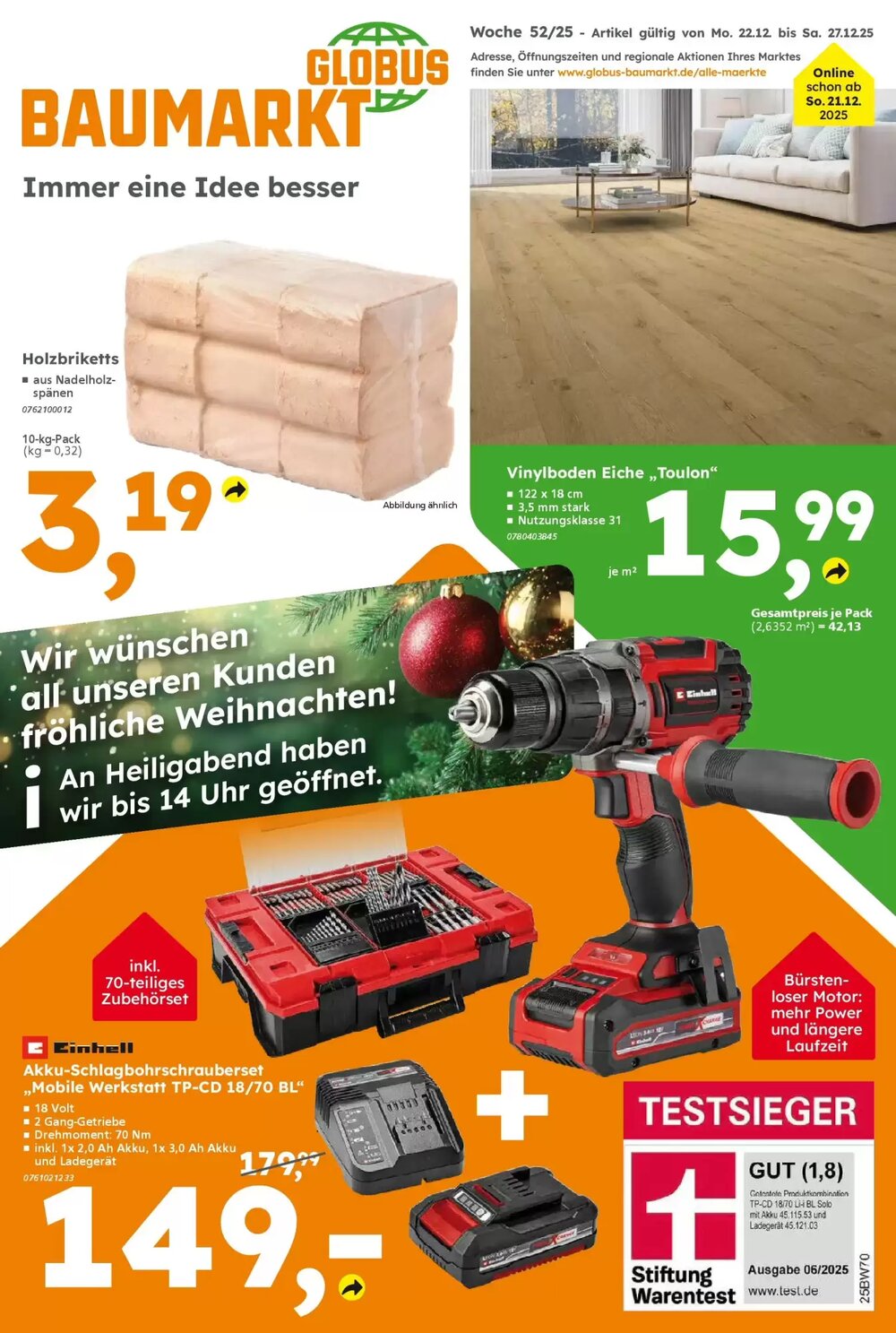 Globus Baumarkt Prospekt (ab 21.12.2025) zum Blättern - Seite 1