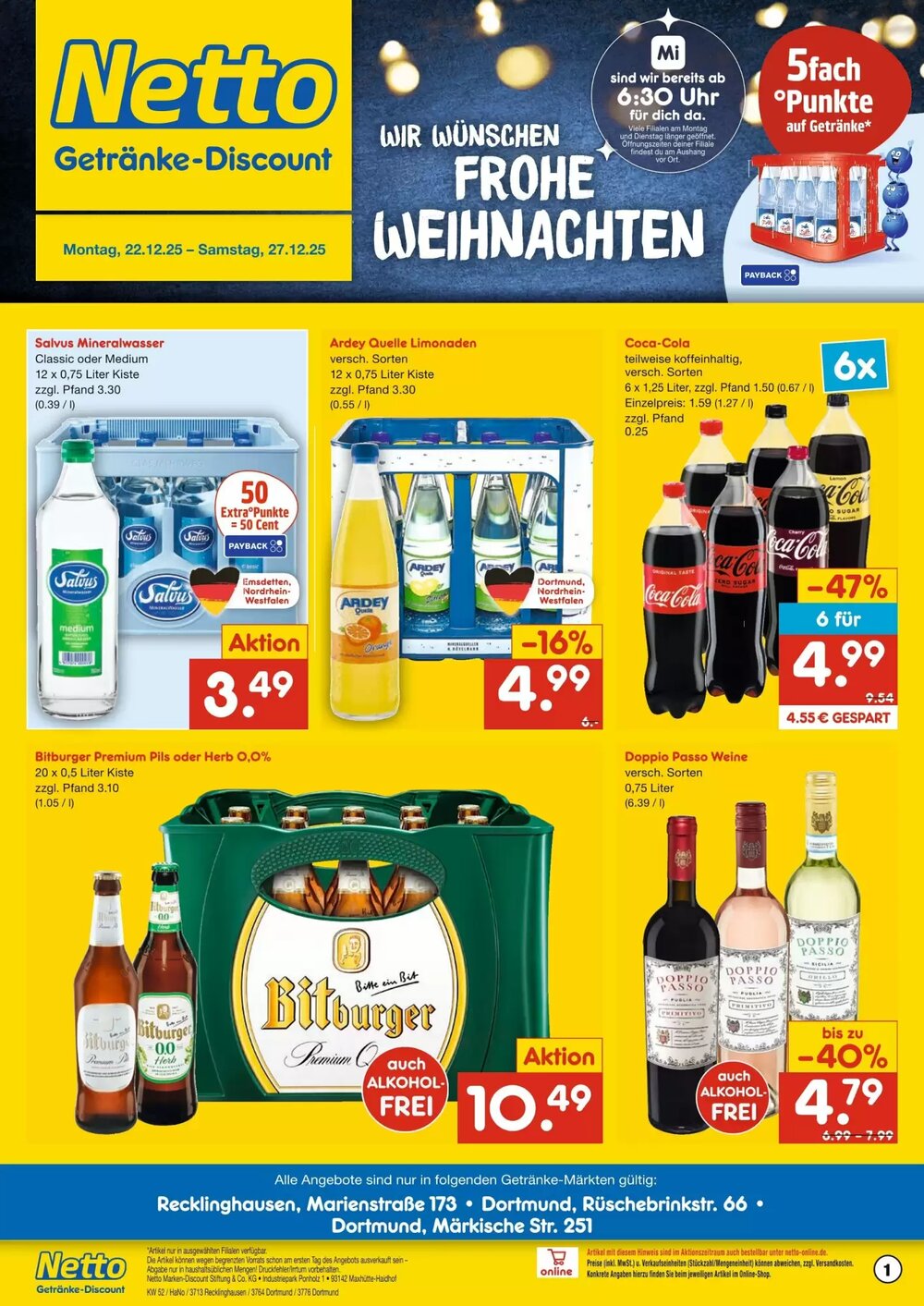 Netto Getränke Discount Prospekt (ab 22.12.2025) zum Blättern - Seite 1