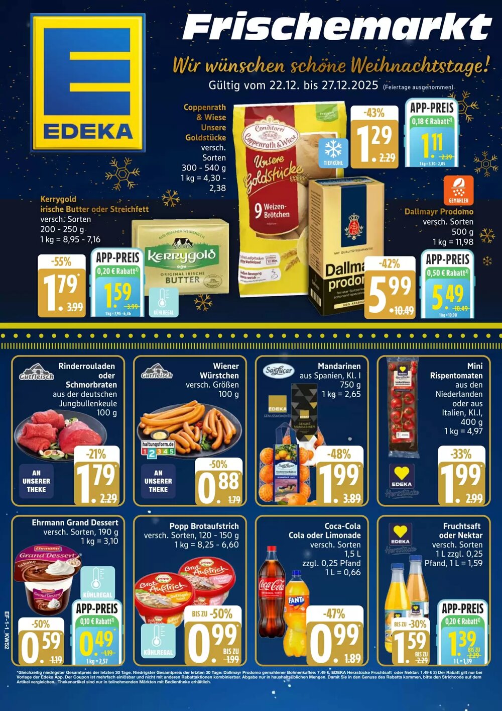 Edeka Frischemarkt Prospekt (ab 22.12.2025) zum Blättern - Seite 1