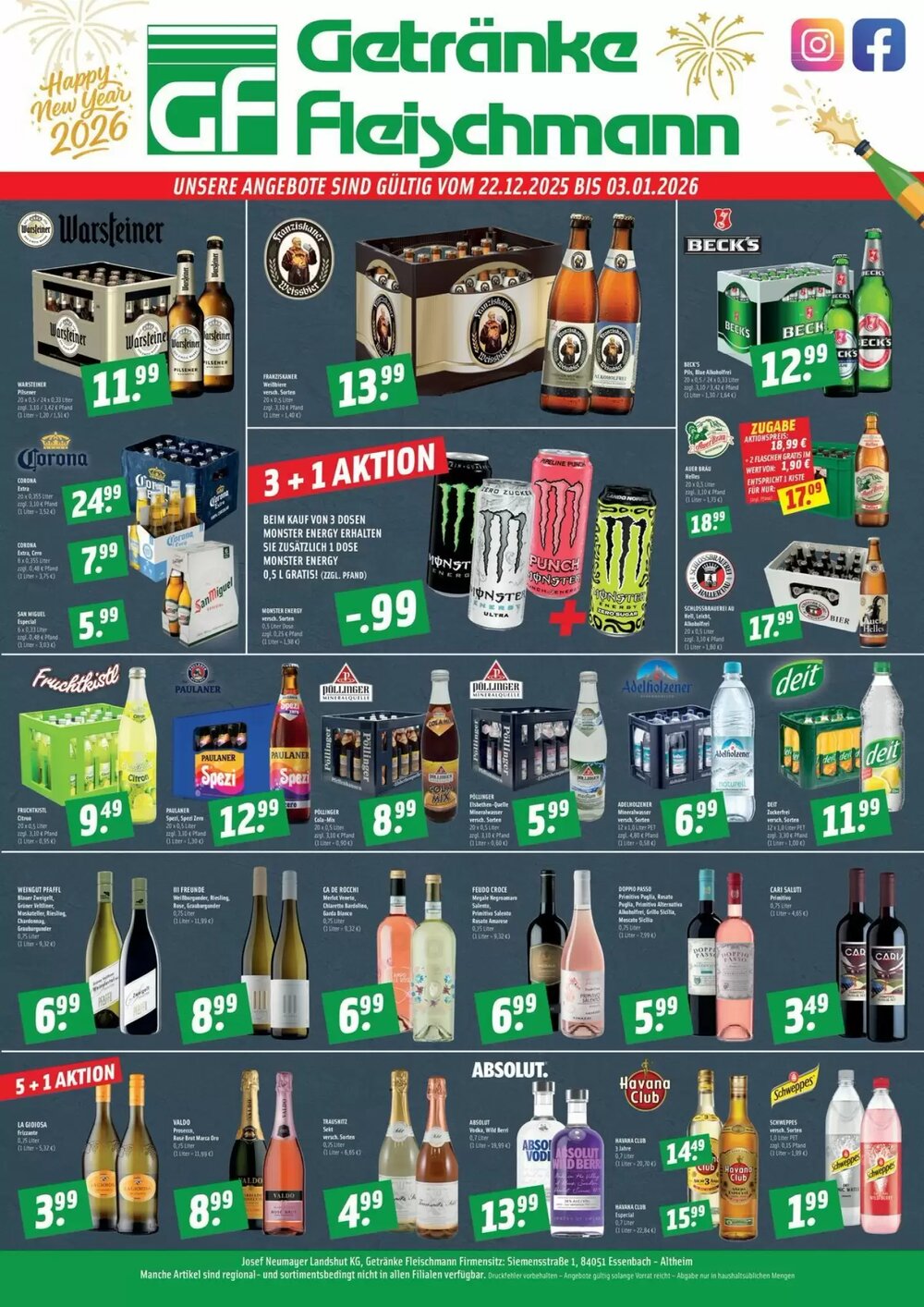 Getränke Fleischmann Prospekt (ab 22.12.2025) zum Blättern - Seite 1