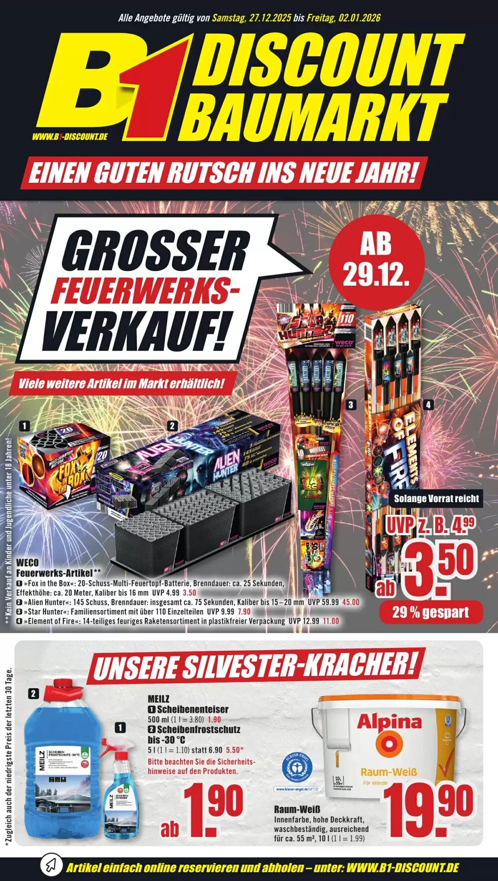B1 Discount Baumarkt Prospekt (ab 27.12.2025) zum Blättern - Seite 1