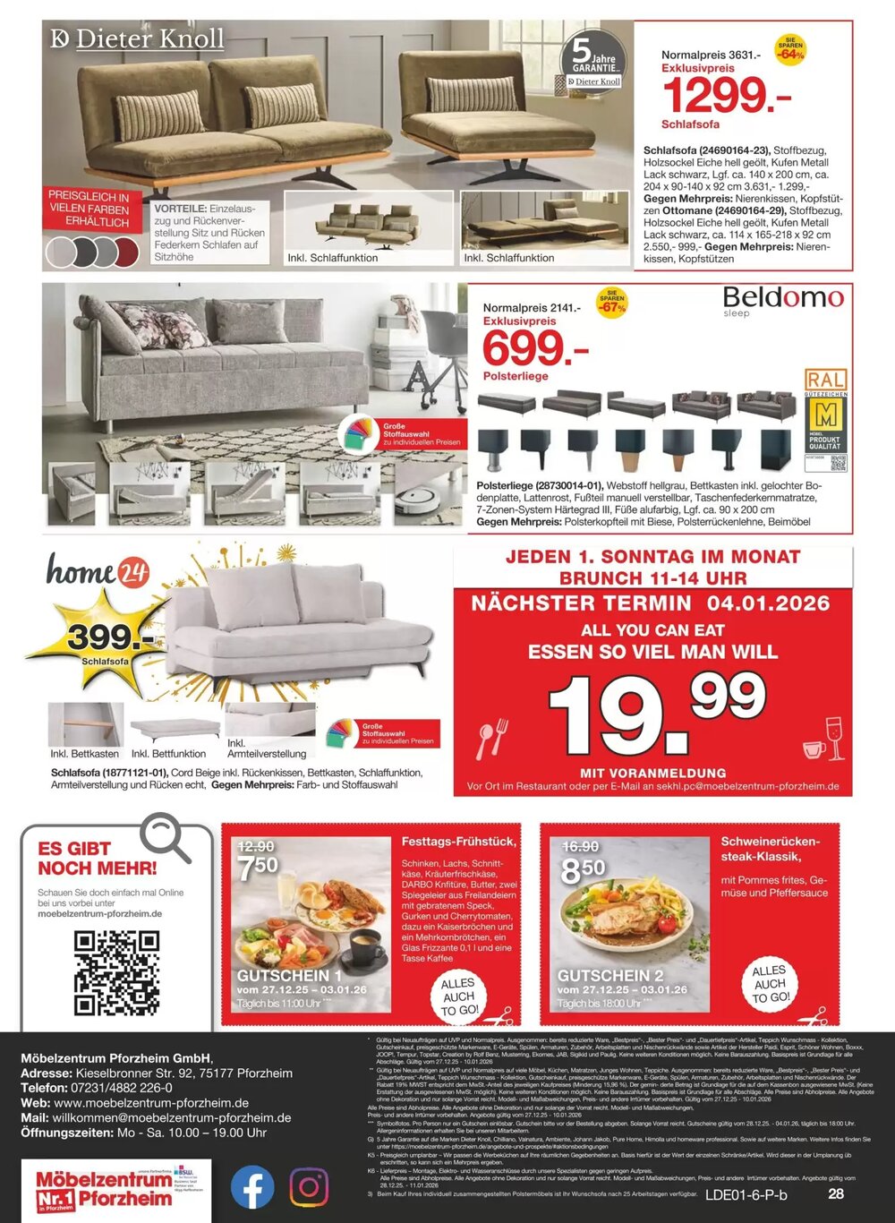 Möbelzentrum Pforzheim Prospekt (ab 27.12.2025) zum Blättern - Seite 28