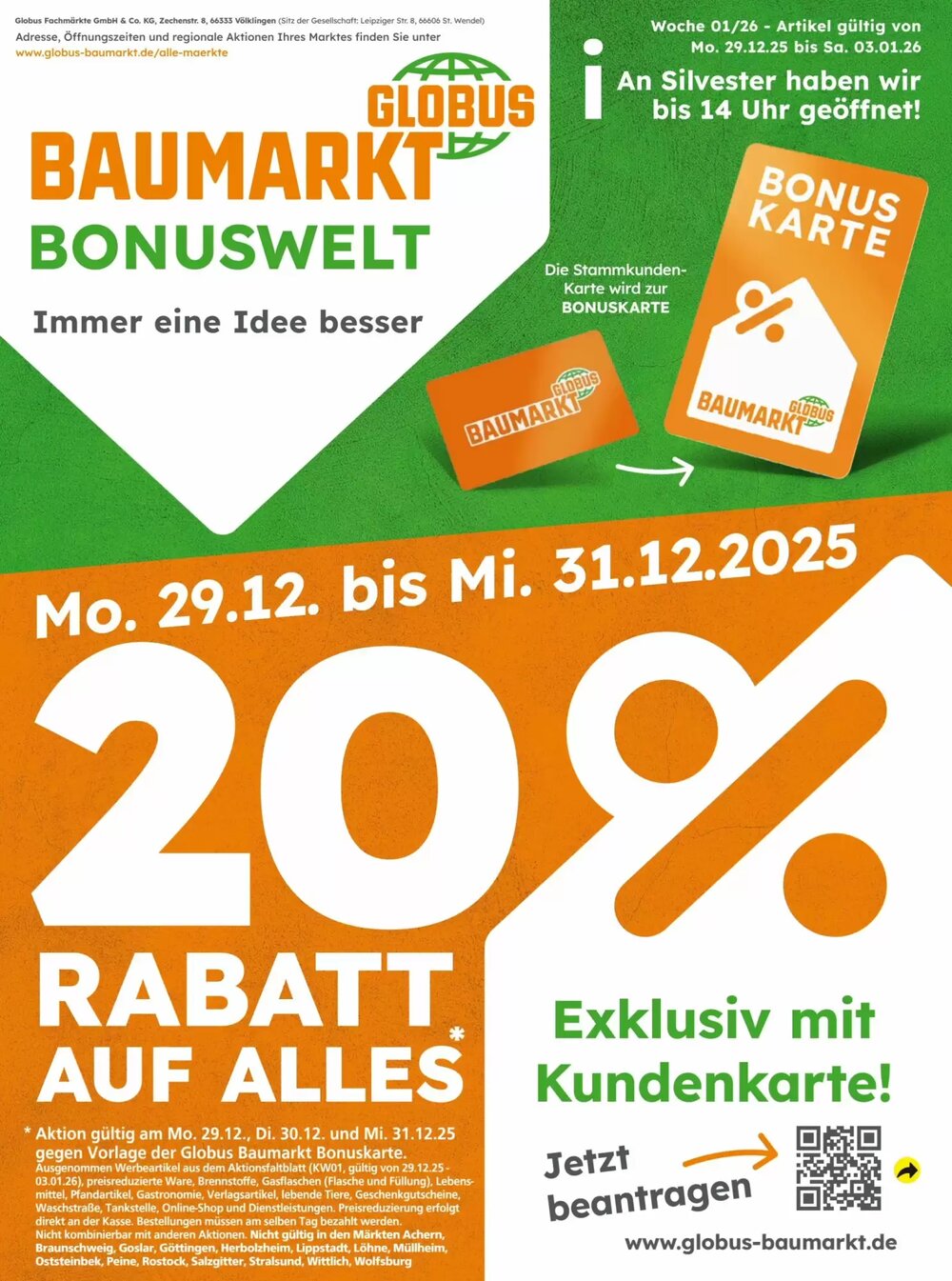 Globus Baumarkt Prospekt (ab 29.12.2025) zum Blättern - Seite 1