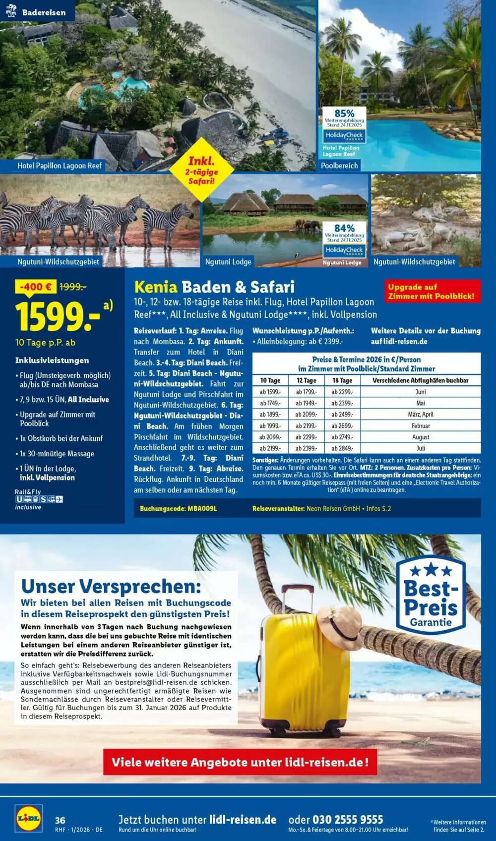 Lidl Reisen Prospekt (ab 29.12.2025) zum Blättern - Seite 36