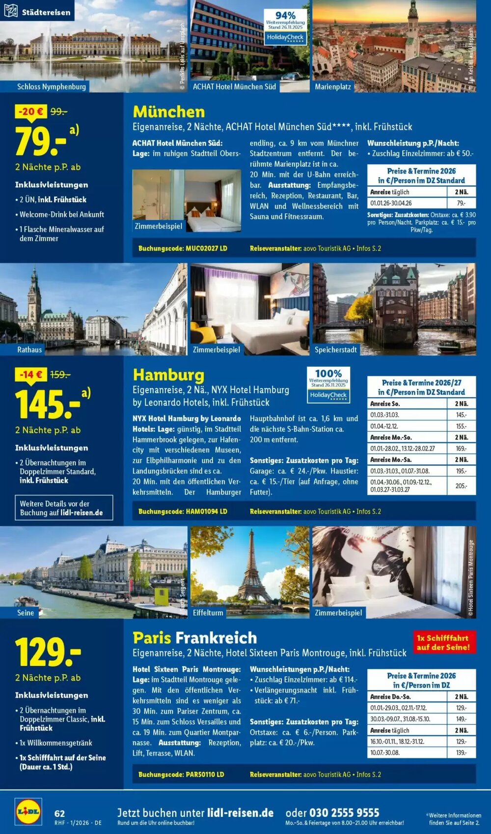 Lidl Reisen Prospekt (ab 29.12.2025) zum Blättern - Seite 62