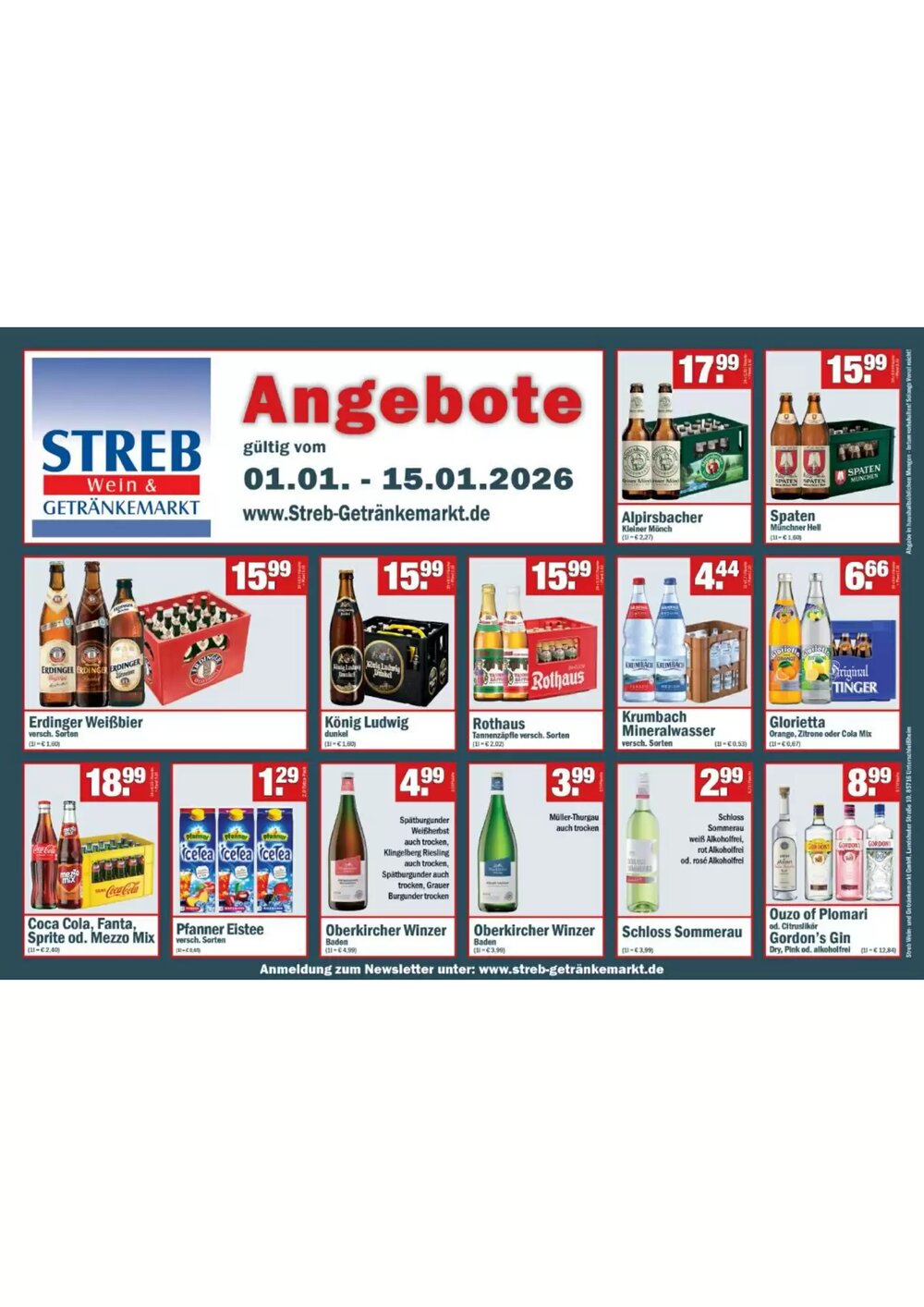 Streb Getränkemarkt Prospekt (ab 01.01.2026) zum Blättern - Seite 1