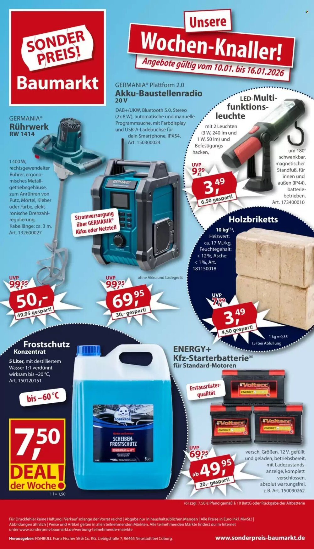 Sonderpreis Baumarkt Prospekt (ab 10.01.2026) zum Blättern - Seite 1