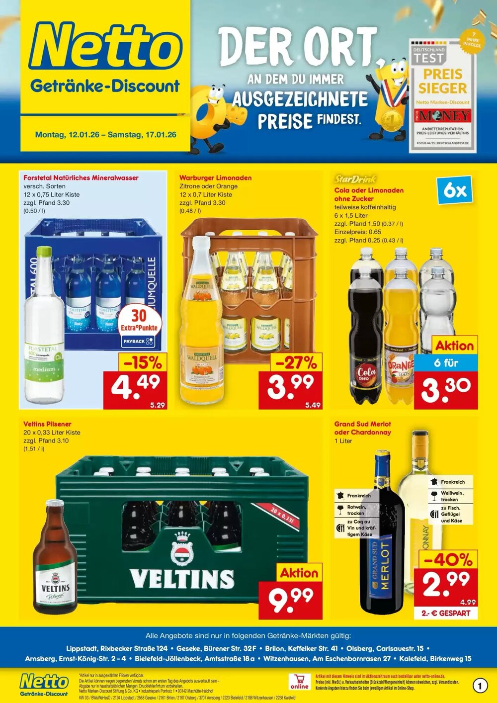 Netto Getränke Discount Prospekt (ab 11.01.2026) zum Blättern - Seite 1