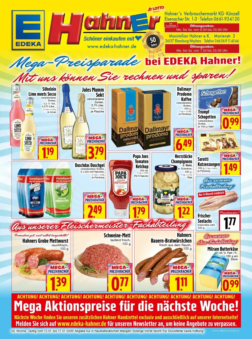 EDEKA Hahner Prospekt (ab 11.01.2026) zum Blättern - Seite 1