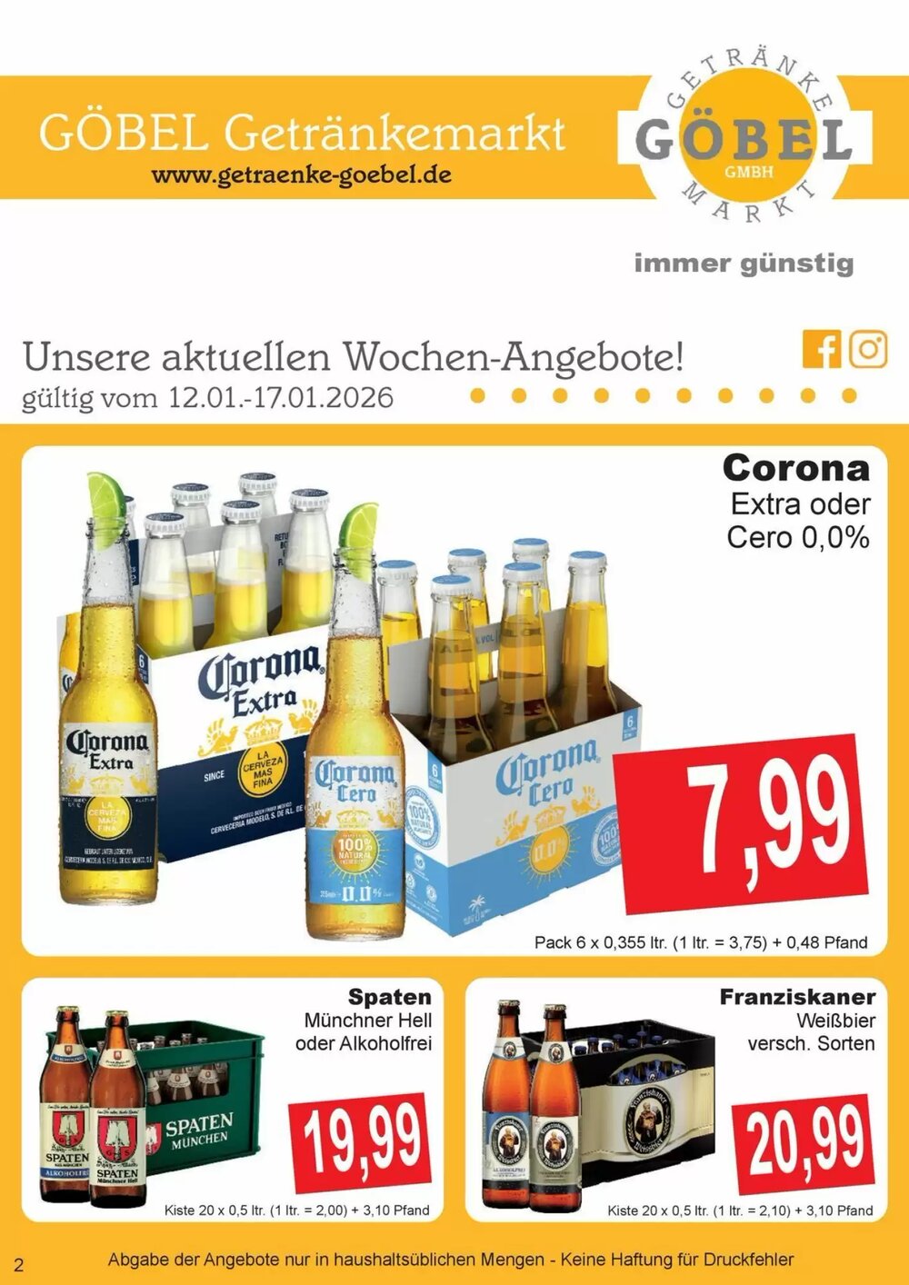 Getränke Göbel Prospekt (ab 12.01.2026) zum Blättern - Seite 1