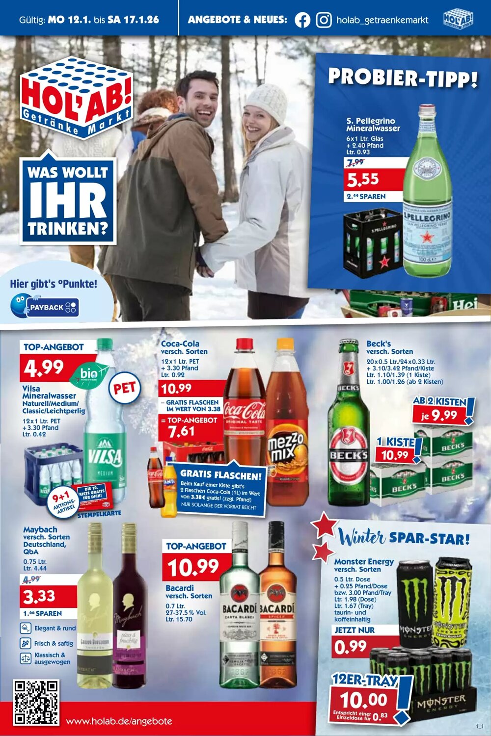 Hol'ab Getränkemarkt Prospekt (ab 12.01.2026) zum Blättern - Seite 1