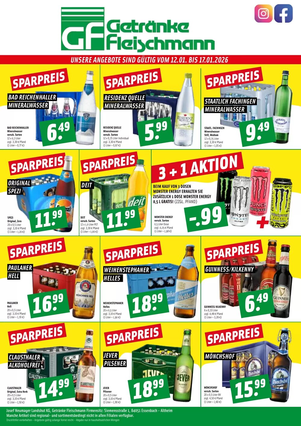 Getränke Fleischmann Prospekt (ab 12.01.2026) zum Blättern - Seite 1