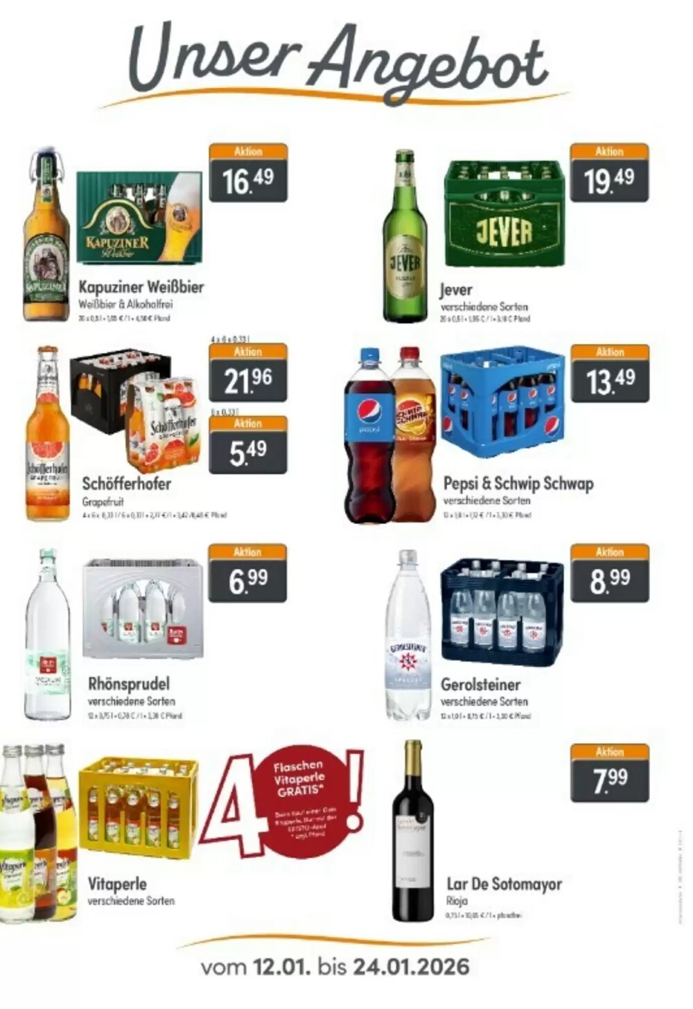 Fristo Getränkemarkt Prospekt (ab 12.01.2026) zum Blättern - Seite 1