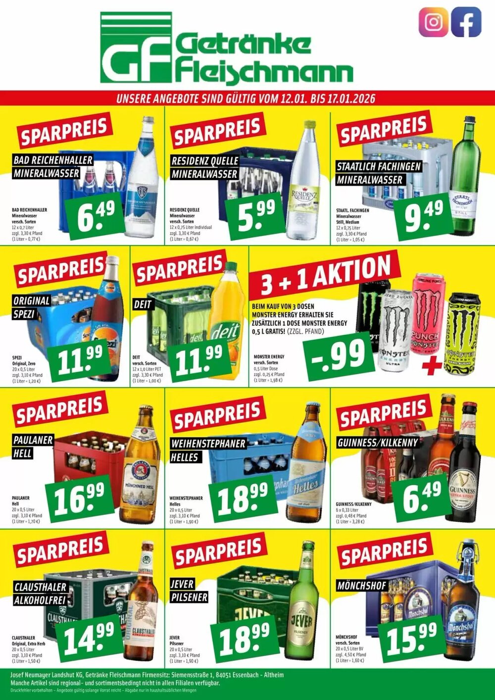Getränke Fleischmann Prospekt (ab 12.01.2026) zum Blättern - Seite 1