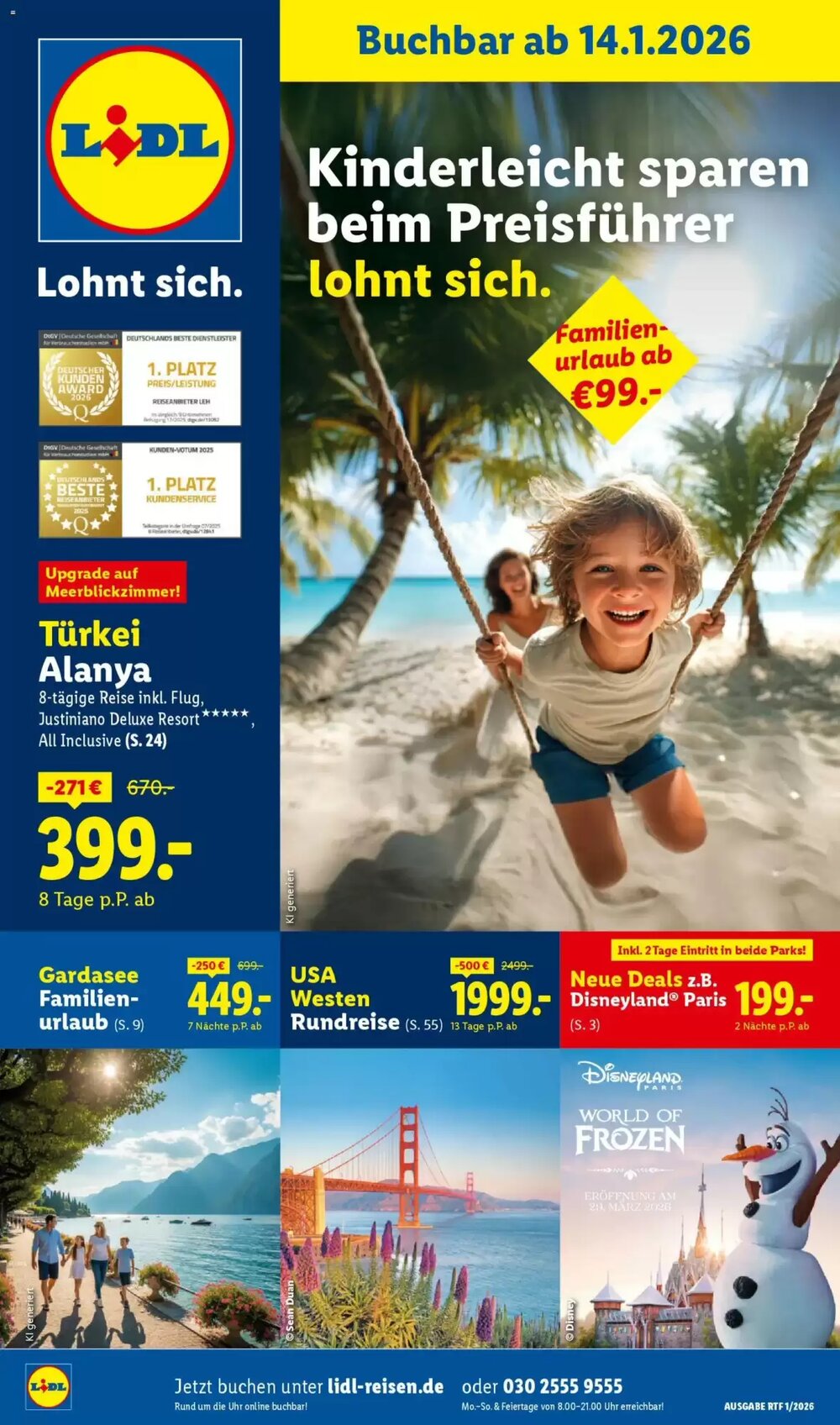 Lidl Reisen Prospekt (ab 14.01.2026) zum Blättern - Seite 1