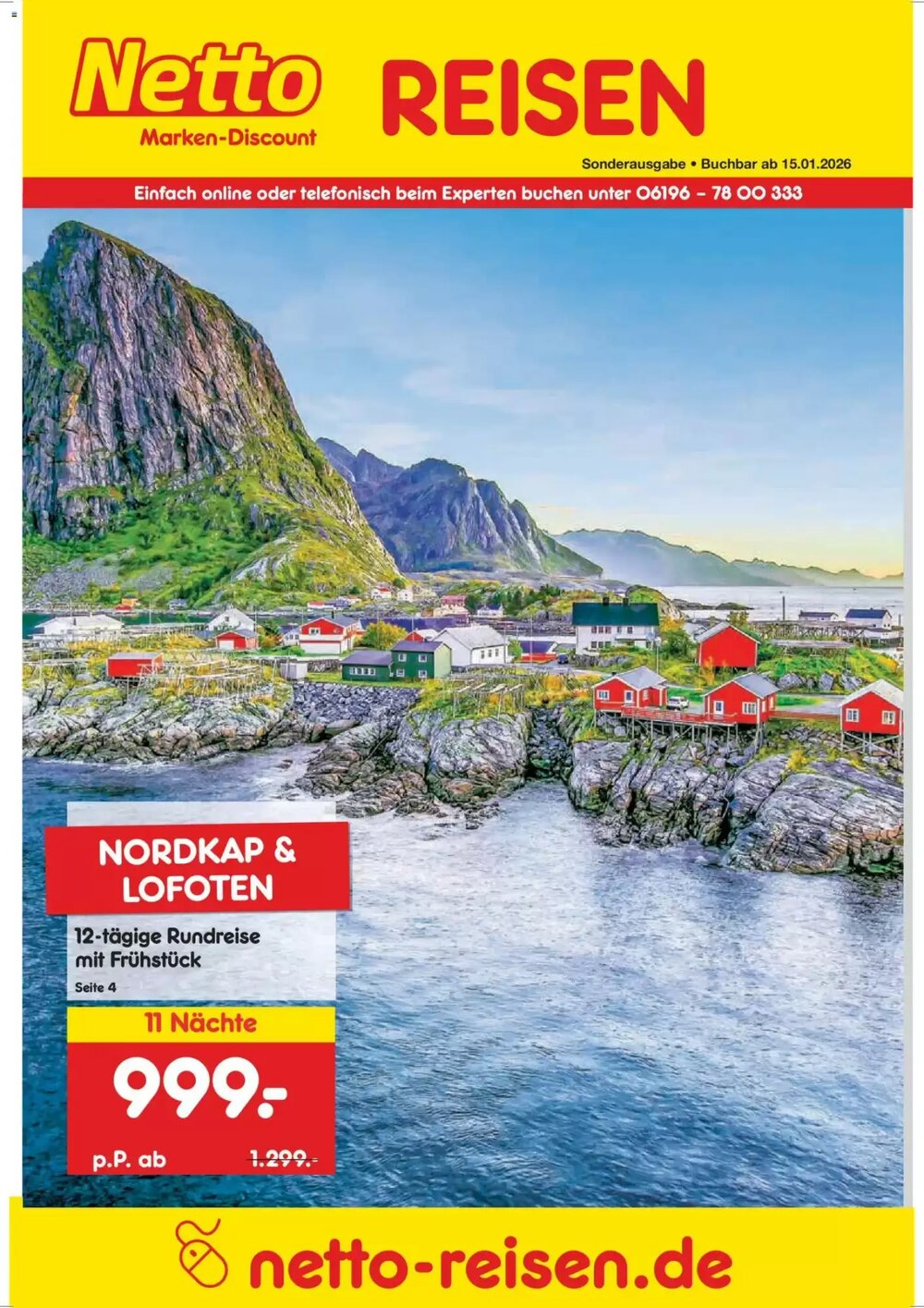 Netto Reisen Prospekt (ab 15.01.2026) zum Blättern - Seite 1
