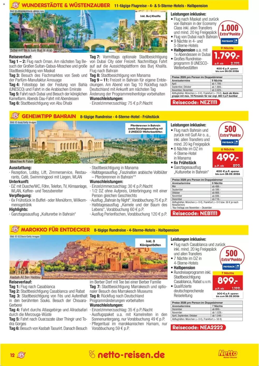 Netto Reisen Prospekt (ab 15.01.2026) zum Blättern - Seite 12