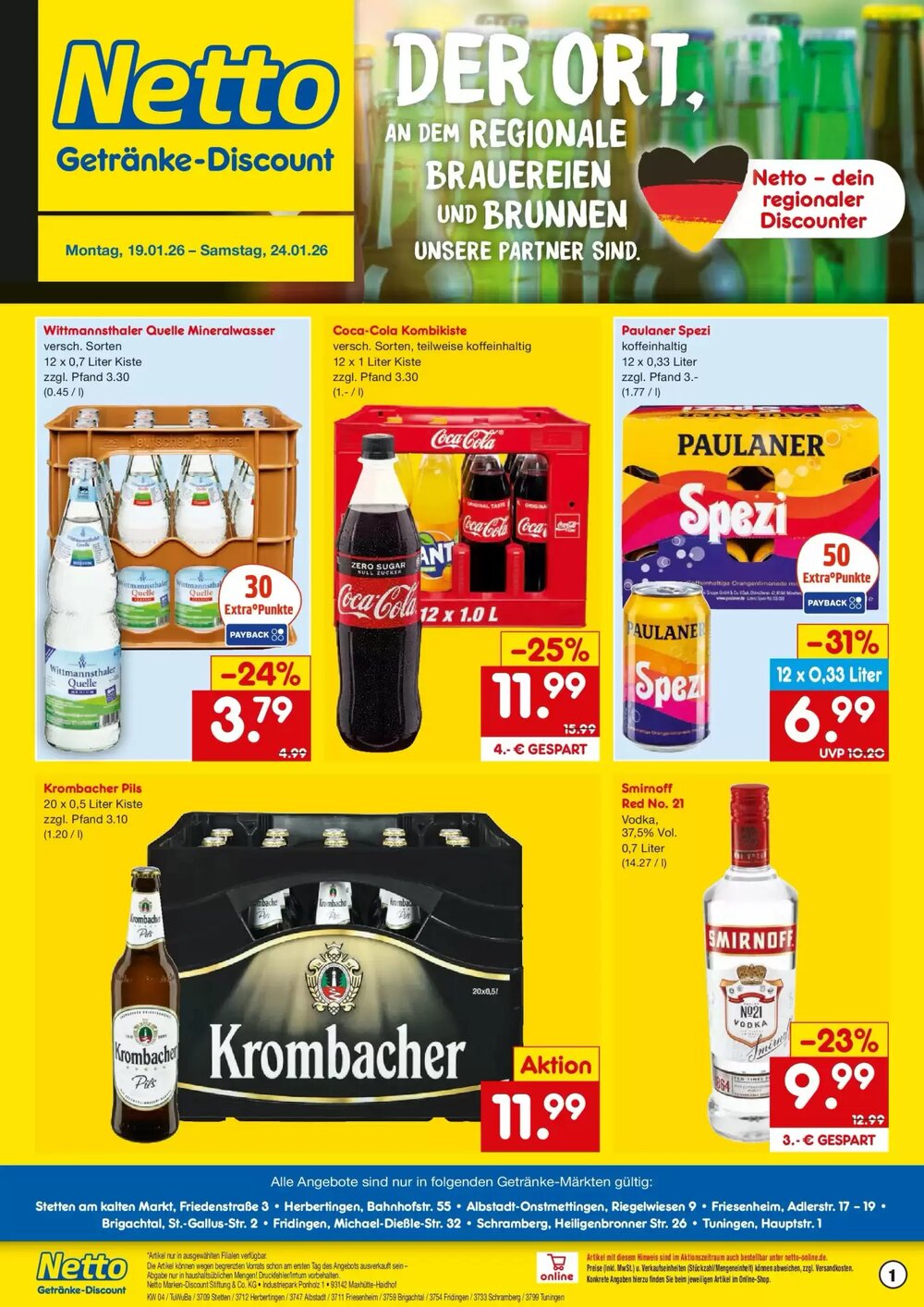 Netto Getränke Discount Prospekt (ab 18.01.2026) zum Blättern - Seite 1