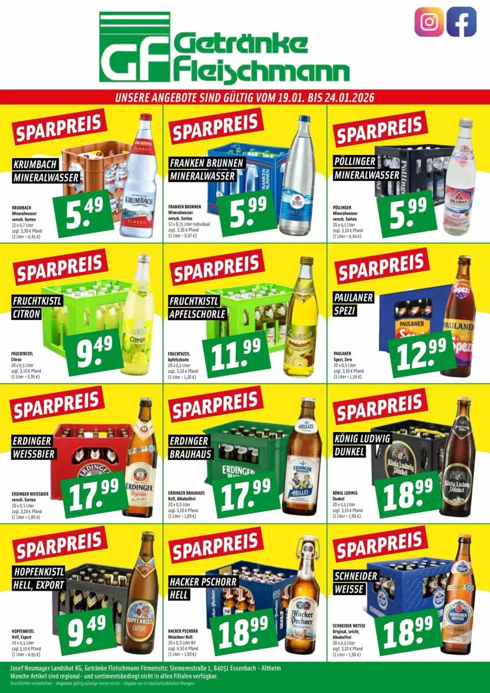 Getränke Fleischmann Prospekt (ab 21.01.2026) zum Blättern - Seite 1