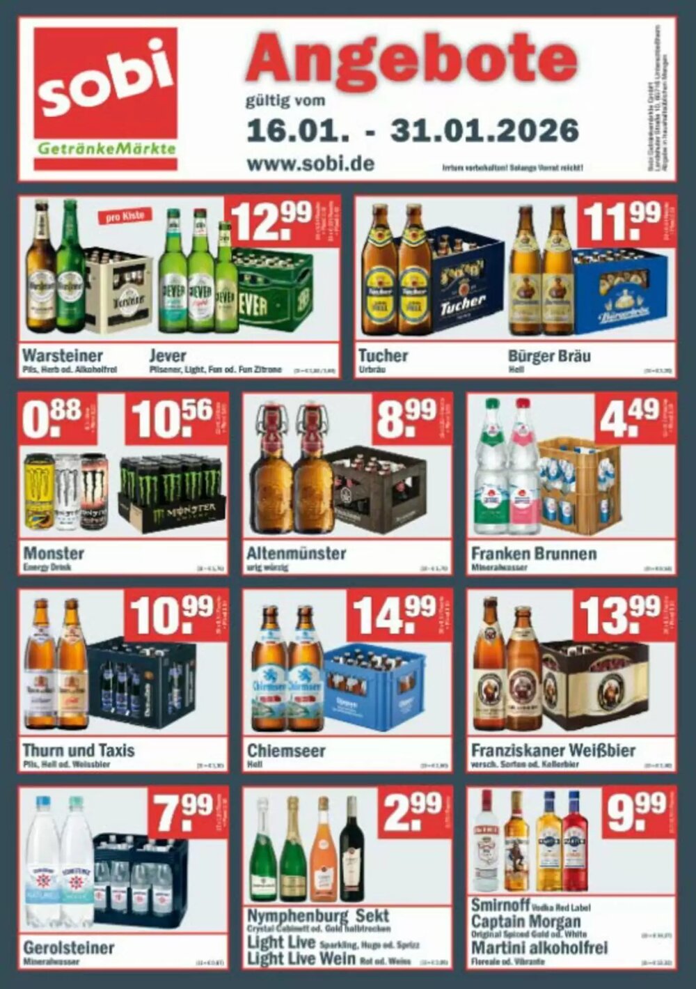 Sobi Getränkemarkt Prospekt (ab 21.01.2026) zum Blättern - Seite 1