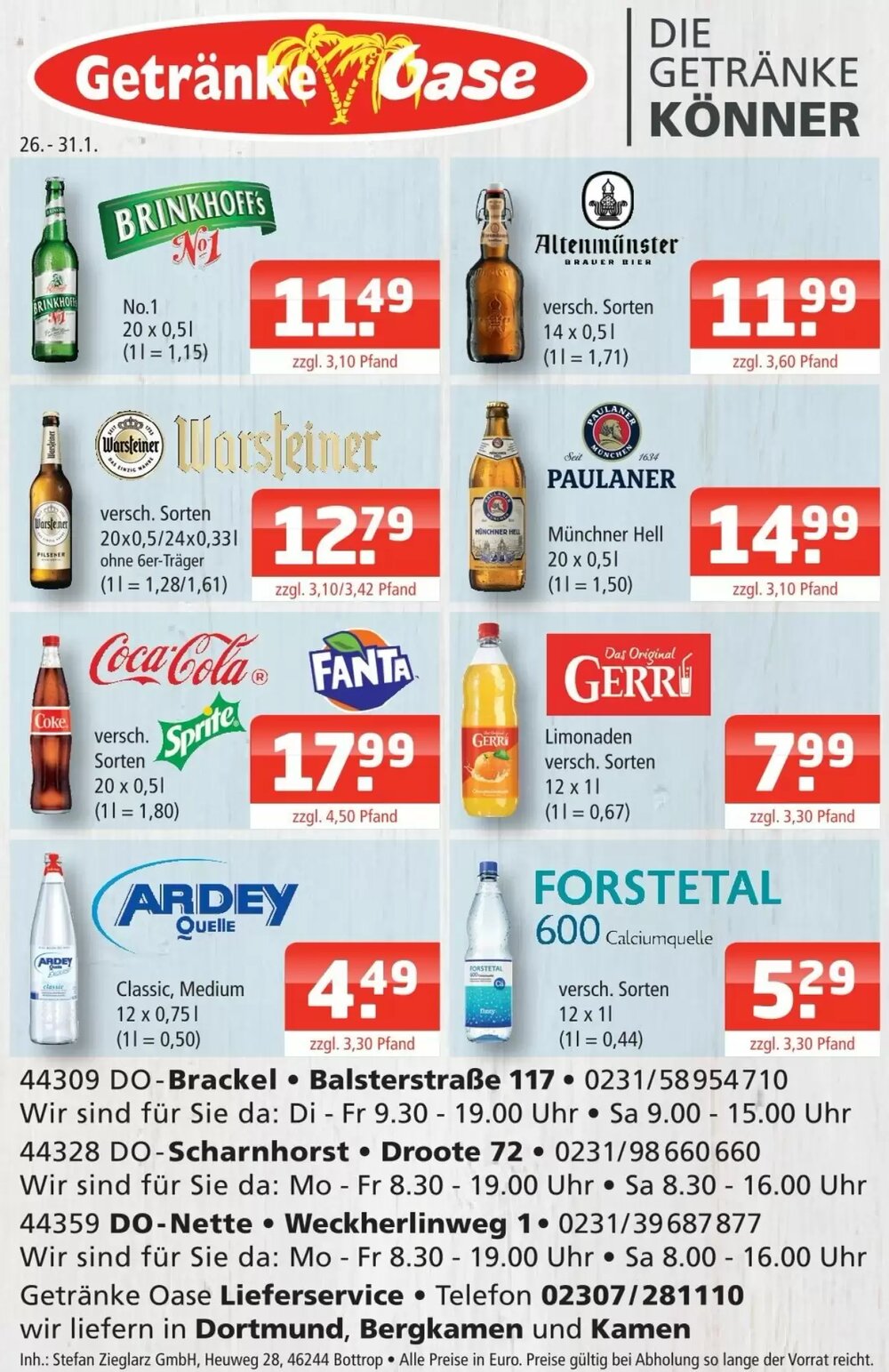 Getränke Oase Prospekt (ab 26.01.2026) zum Blättern - Seite 1