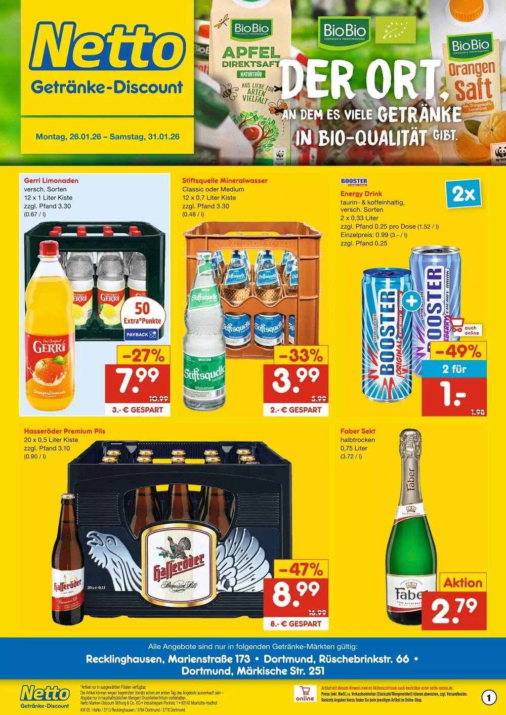 Netto Getränke Discount Prospekt (ab 26.01.2026) zum Blättern - Seite 1