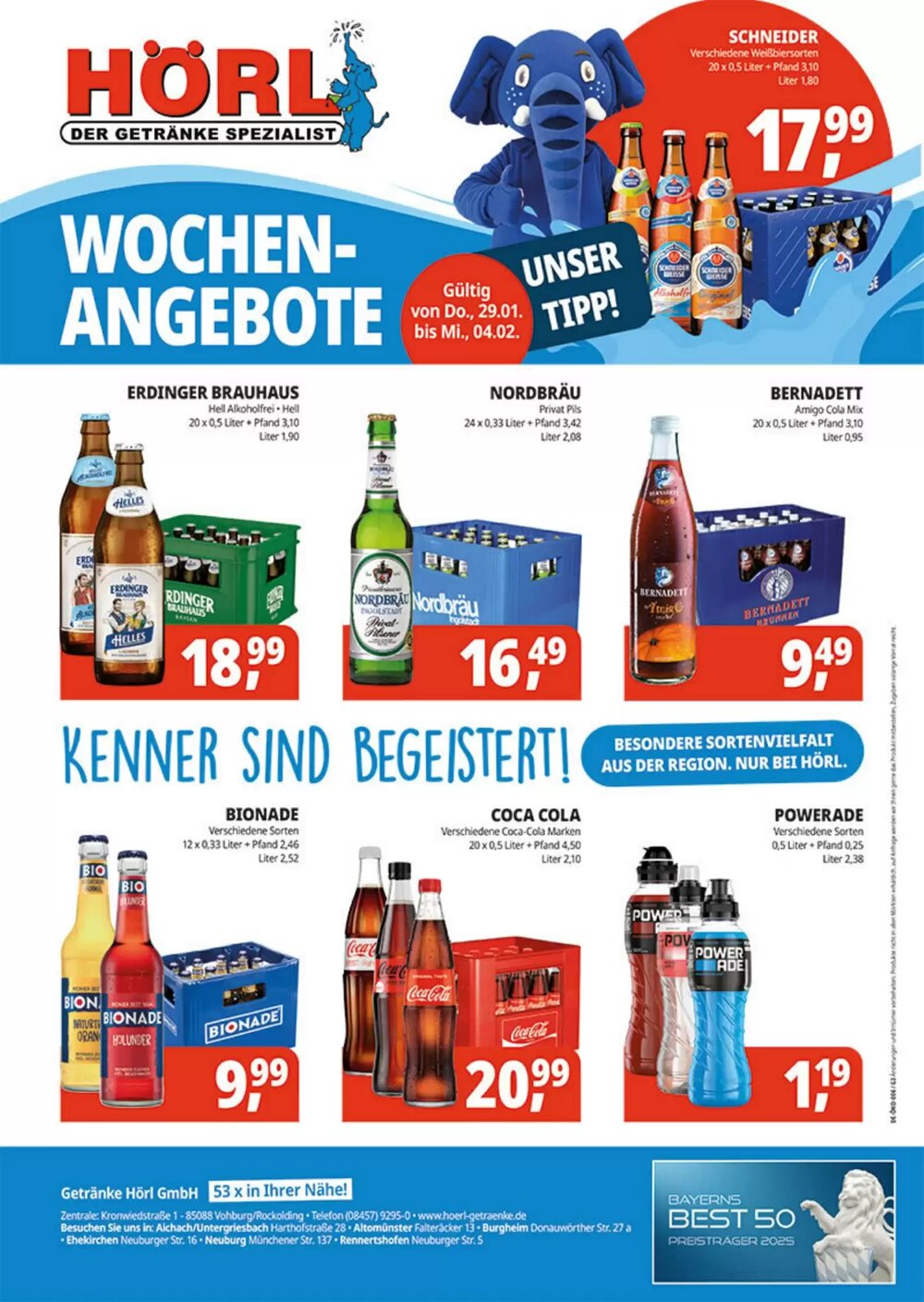 Hörl Getränke Prospekt (ab 29.01.2026) zum Blättern - Seite 1