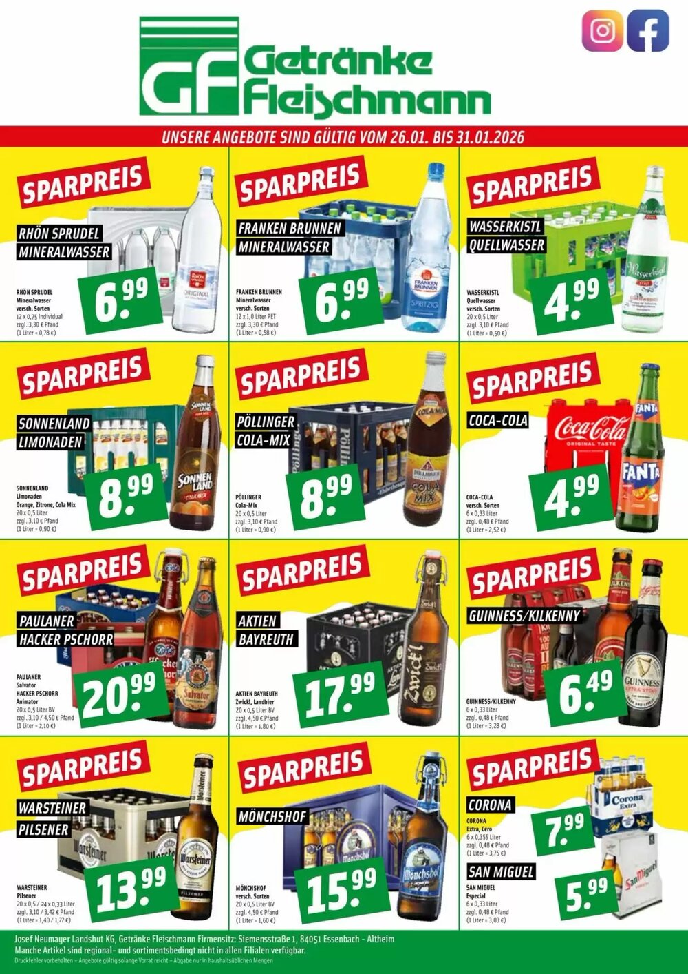 Getränke Fleischmann Prospekt (ab 29.01.2026) zum Blättern - Seite 1