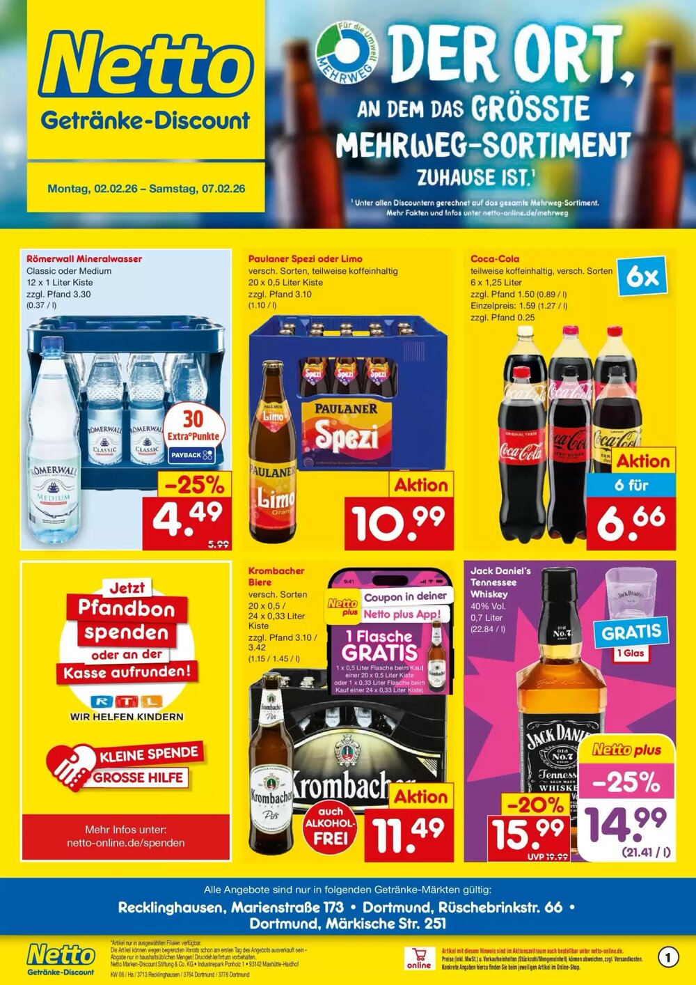 Netto Getränke Discount Prospekt (ab 01.02.2026) zum Blättern - Seite 1