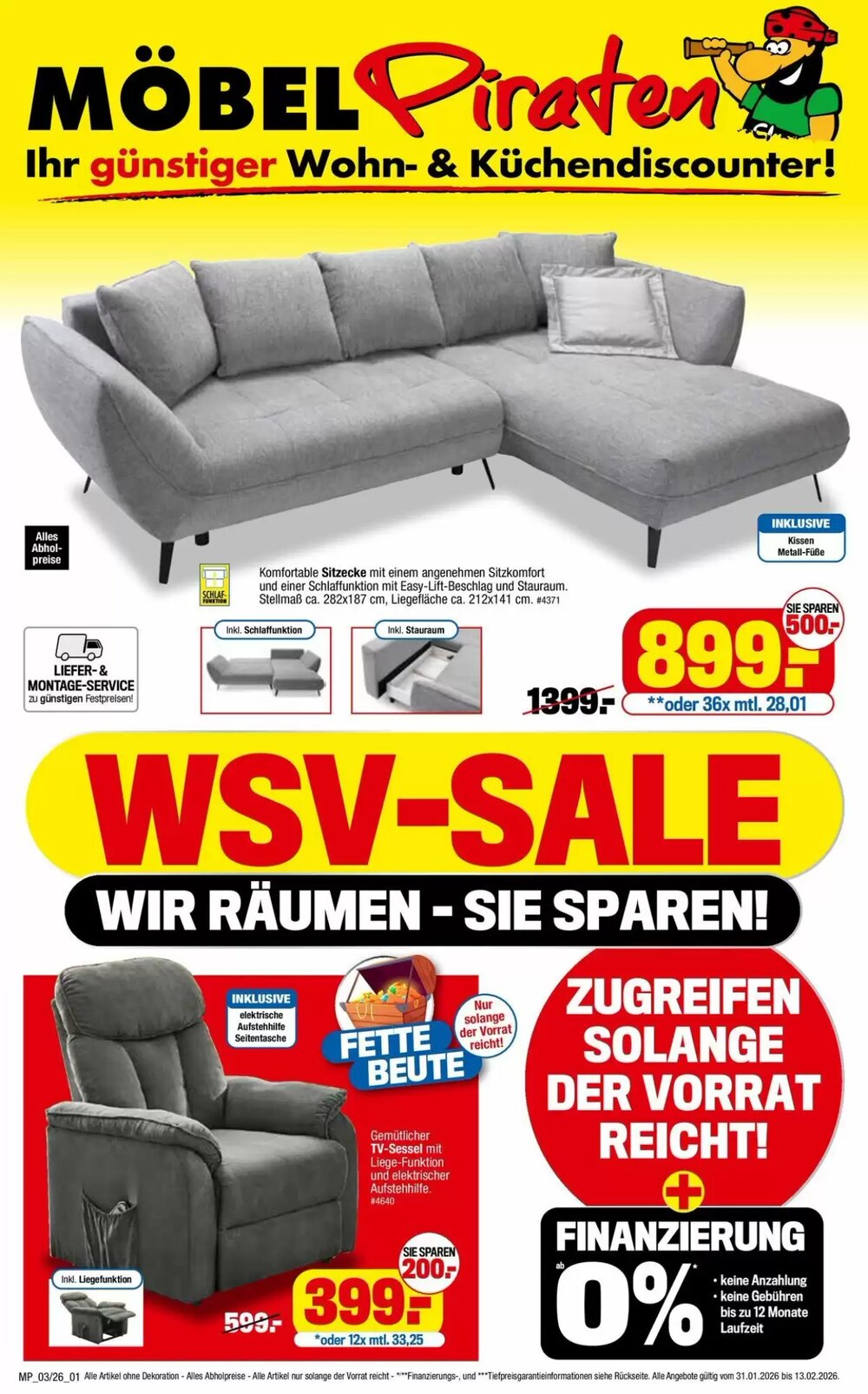 Möbelpiraten Prospekt (ab 02.02.2026) zum Blättern - Seite 1