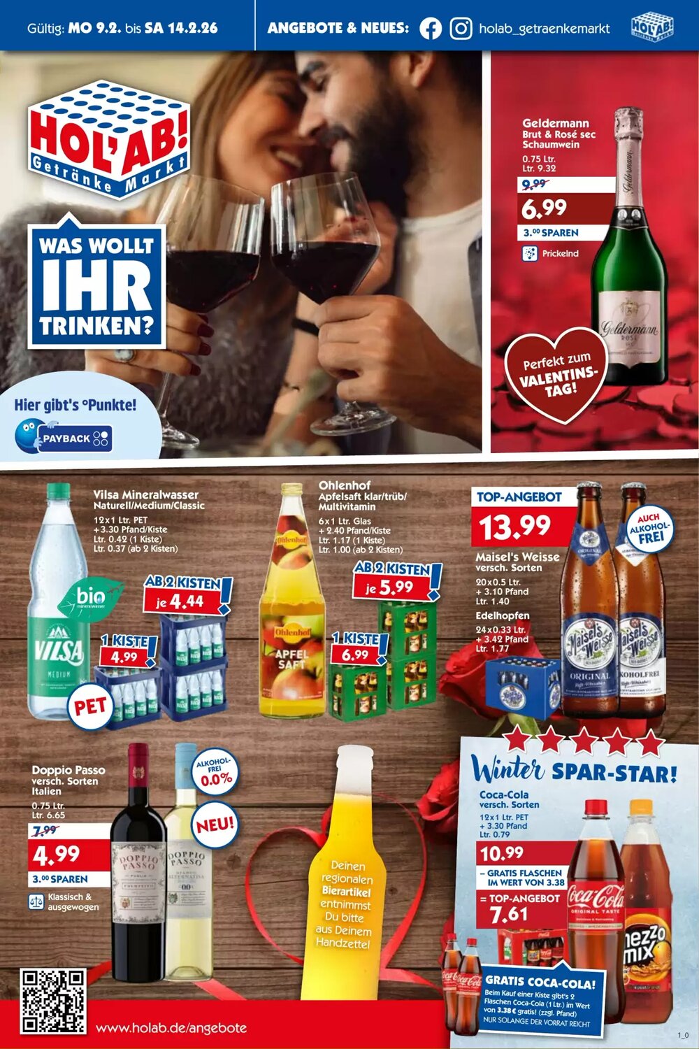 Hol'ab Getränkemarkt Prospekt (ab 09.02.2026) zum Blättern - Seite 1