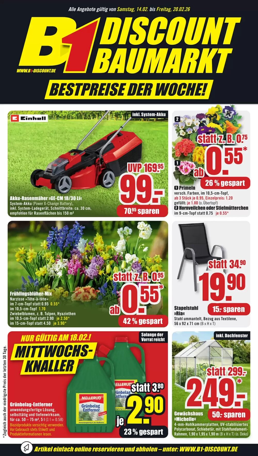 B1 Discount Baumarkt Prospekt (ab 14.02.2026) zum Blättern - Seite 1