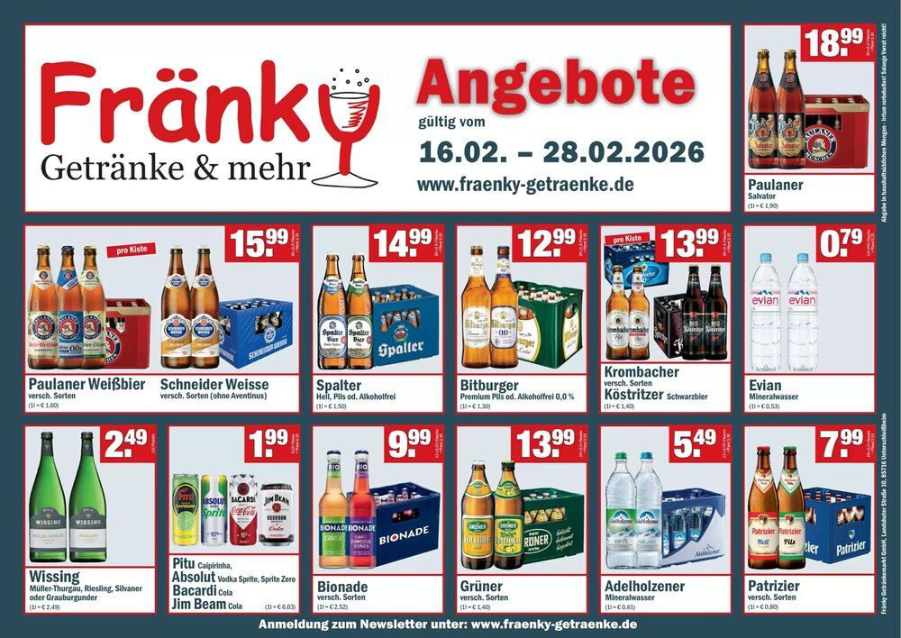 Fränky Getränke Prospekt (ab 16.02.2026) zum Blättern - Seite 1