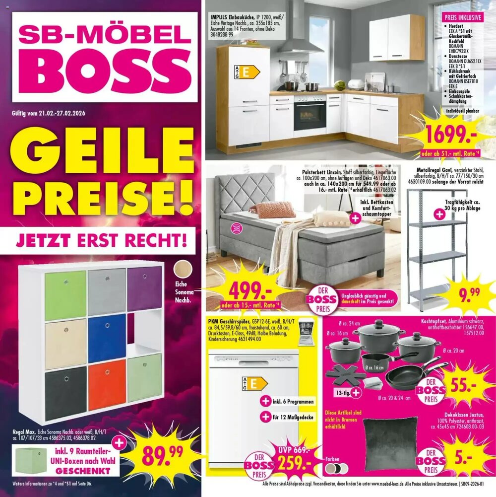 Möbel Boss Prospekt (ab 21.02.2026) zum Blättern - Seite 1