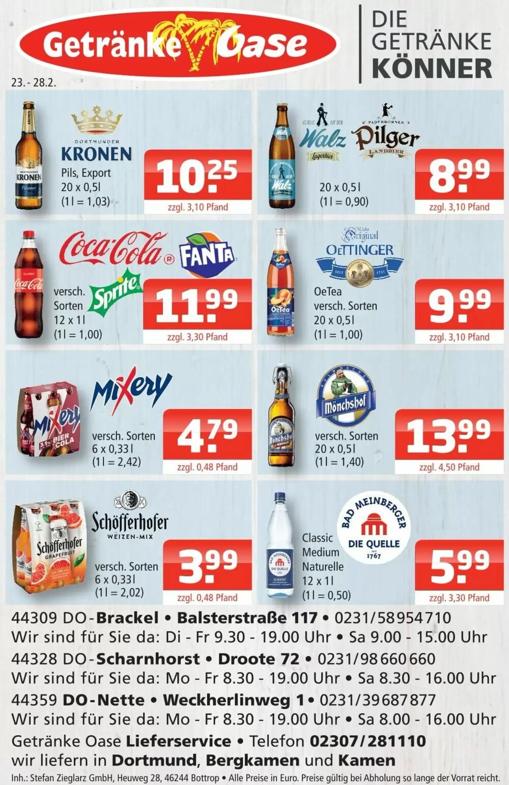 Getränke Oase Prospekt (ab 23.02.2026) zum Blättern - Seite 1