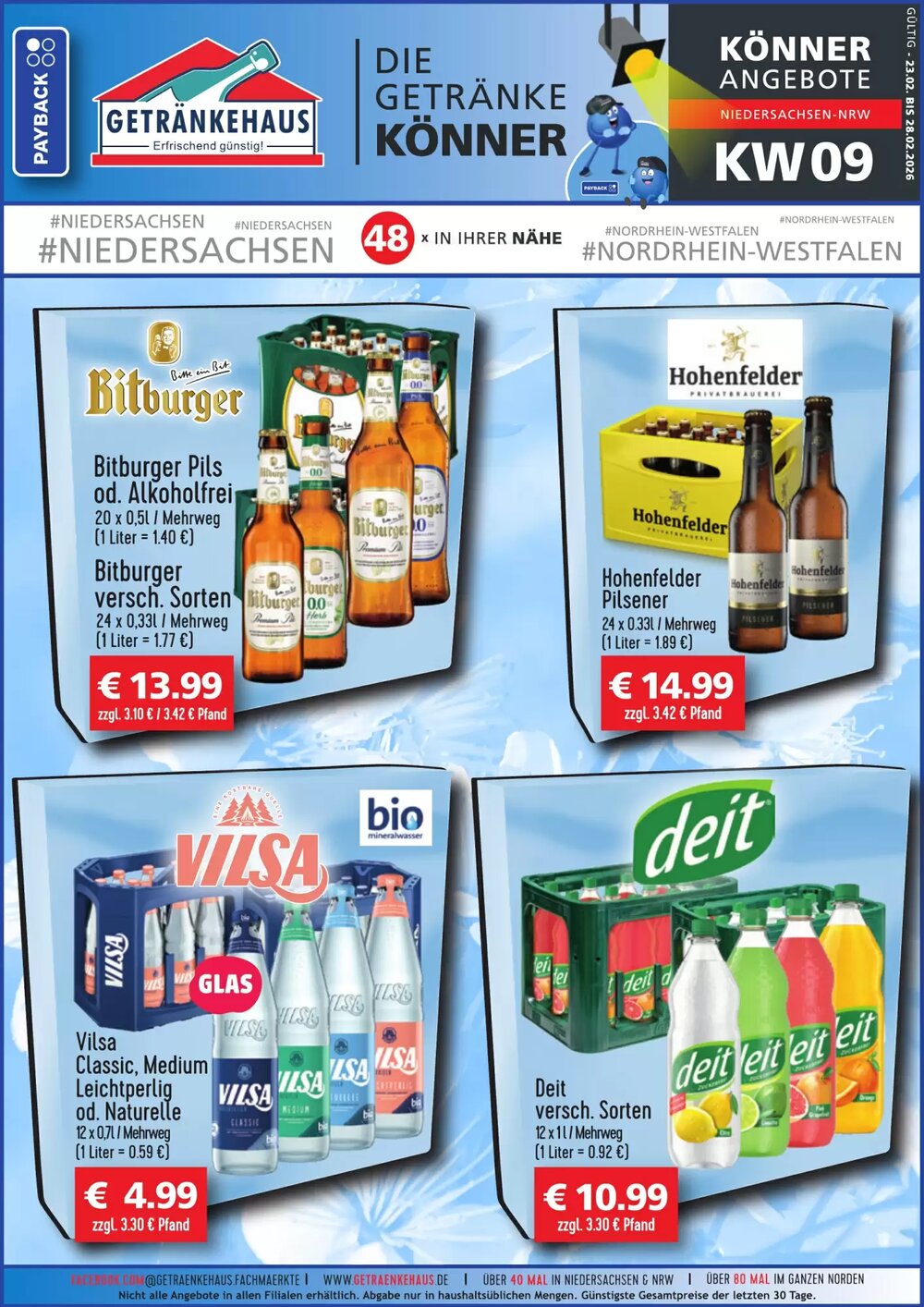 Getränkehaus Prospekt (ab 23.02.2026) zum Blättern - Seite 1