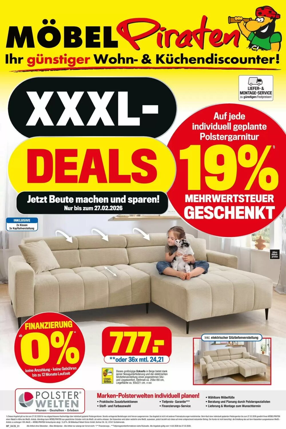 Möbelpiraten Prospekt (ab 23.02.2026) zum Blättern - Seite 1