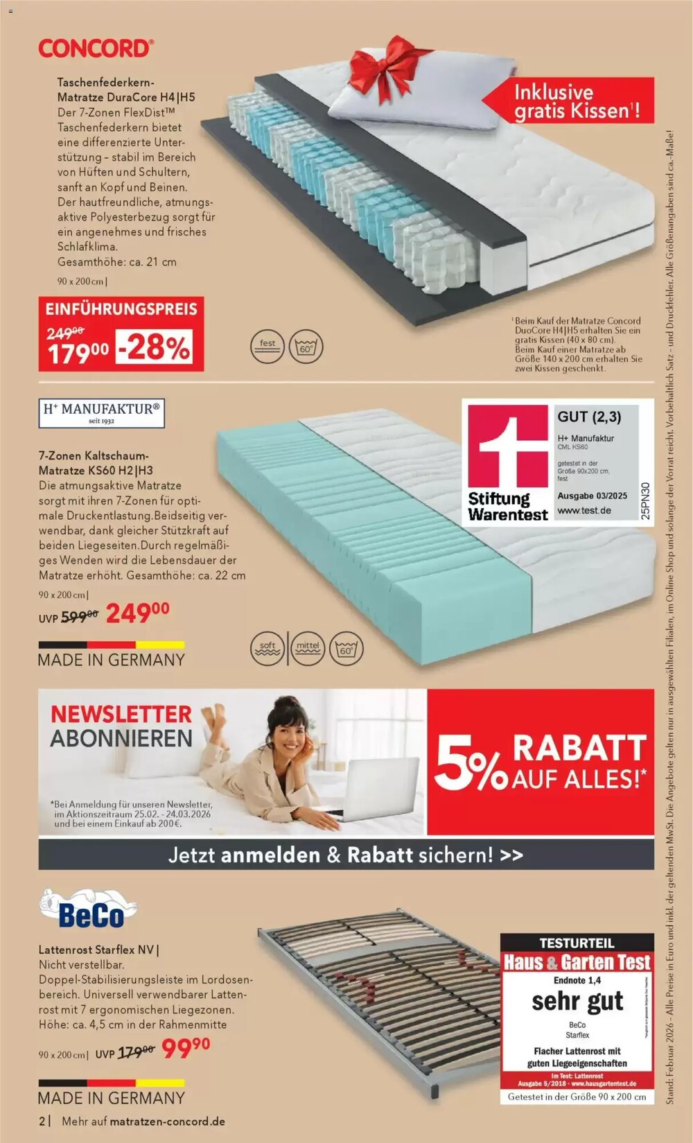 Matratzen Concord Prospekt (ab 25.02.2026) zum Blättern - Seite 2