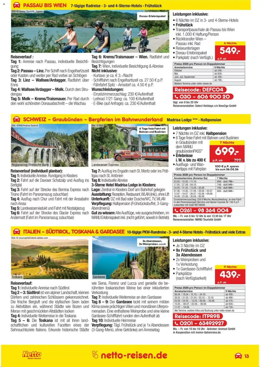 Netto Reisen Prospekt (ab 26.02.2026) zum Blättern - Seite 13