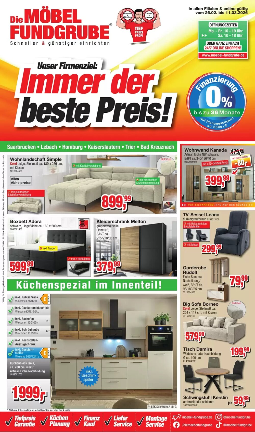 Möbelfundgrube Prospekt (ab 26.02.2026) zum Blättern - Seite 1